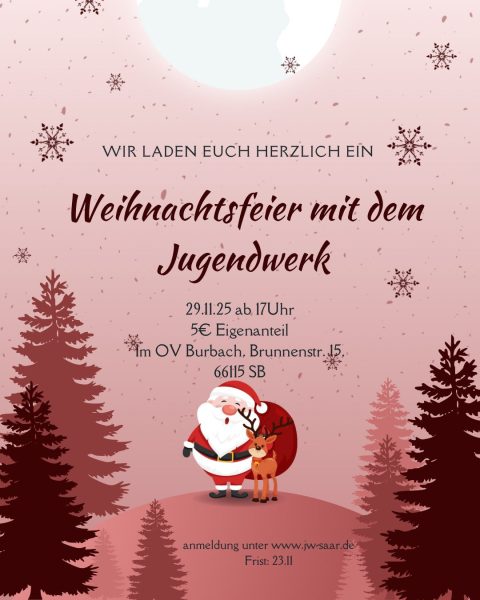 Einladung zur Weihnachtsfeier des Jugendwerks